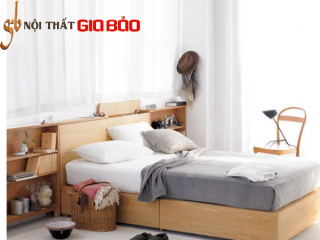 Giường ngủ gỗ tự nhiên dáng thấp tiện dụng GB-9063