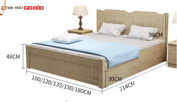 Giường ngủ gỗ tự nhiên kiểu dáng hiện đại GB-9062
