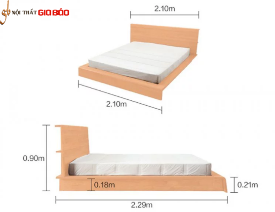 Mẫu giường ngủ gỗ tự nhiên thiết kế đẹp GB-9061