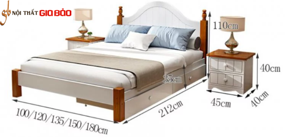 Giường ngủ gia đình thanh lịch bằng gỗ tự nhiên GB-9068