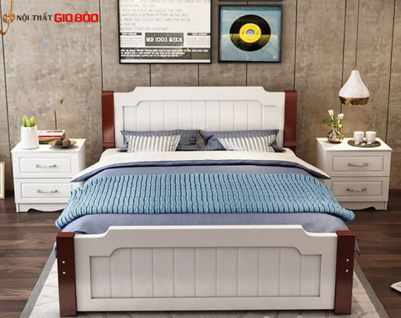 Giường ngủ gia đình bằng gỗ phun sơn hiện đại GB-9060