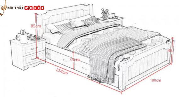 Giường ngủ gia đình bằng gỗ phun sơn hiện đại GB-9060