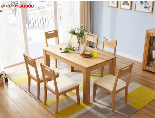 Bộ bàn ăn gỗ sồi có thiết kế đẹp hiện đại GB-4570