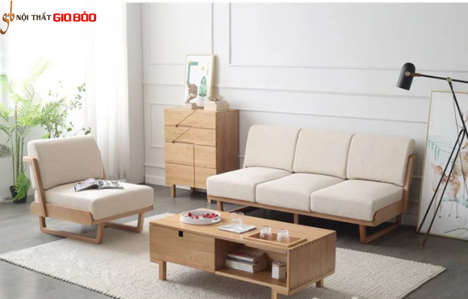Ghế sofa gia đình bằng gỗ tự nhiên hiện đại GB-8297