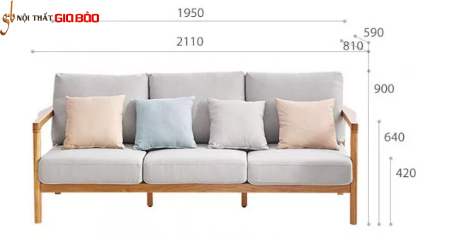 Ghế sofa phòng khách bọc nỉ gỗ tự nhiên GB-8295