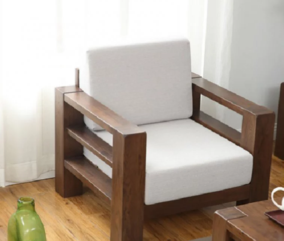 Mẫu ghế sofa đơn khung gỗ tự nhiên GB-812