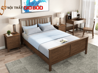 Giường ngủ gia đình chất lượng cao bằng gỗ sồi GB-9052
