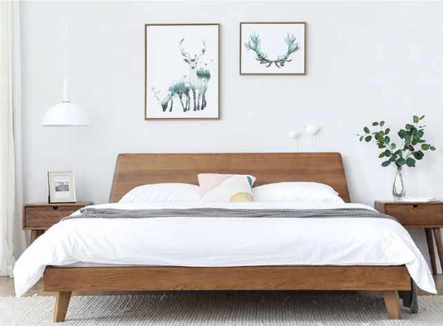 Giường ngủ hiện đại bằng gỗ sồi cho gia đình GB-9049