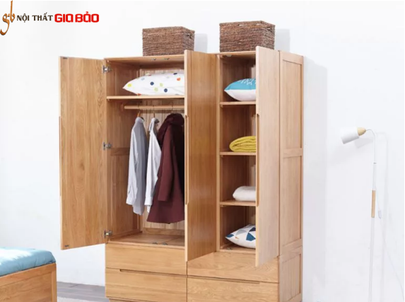 Tủ quần áo nhỏ gọn bằng gỗ tự nhiên GB-5525
