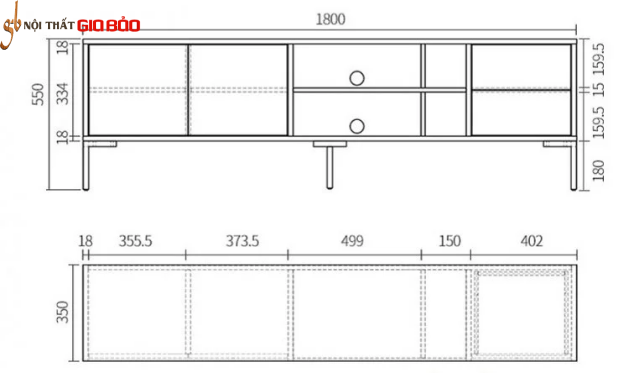 Kệ tivi gỗ công nghiệp phòng khách thiết kế hiện đại GB-3307